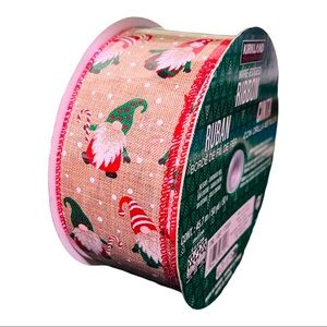 Kirkland Wire-Edged Christmas Gnomes  Ribbon 2.5" x 50 yds  Sealed Roll